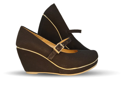 Zapato de Vestir y Casual con cuña mediana Lady Christian 121 Negro para mujer