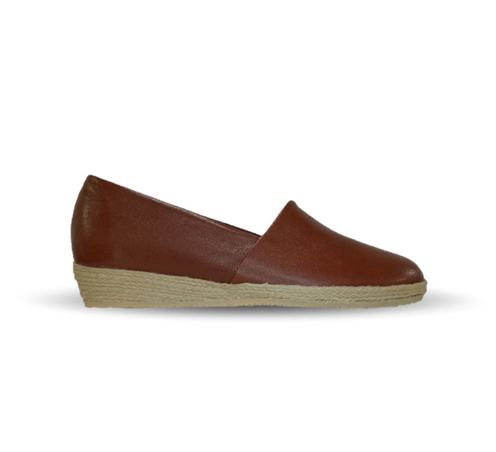 Zapato Casual de piel de cabra con yute natural Lady Christian 333 Avellana para mujer