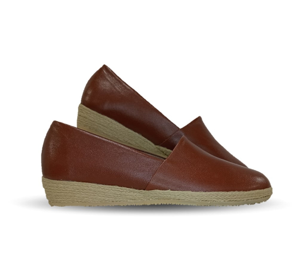Zapato Casual de piel de cabra con yute natural Lady Christian 333 Avellana para mujer