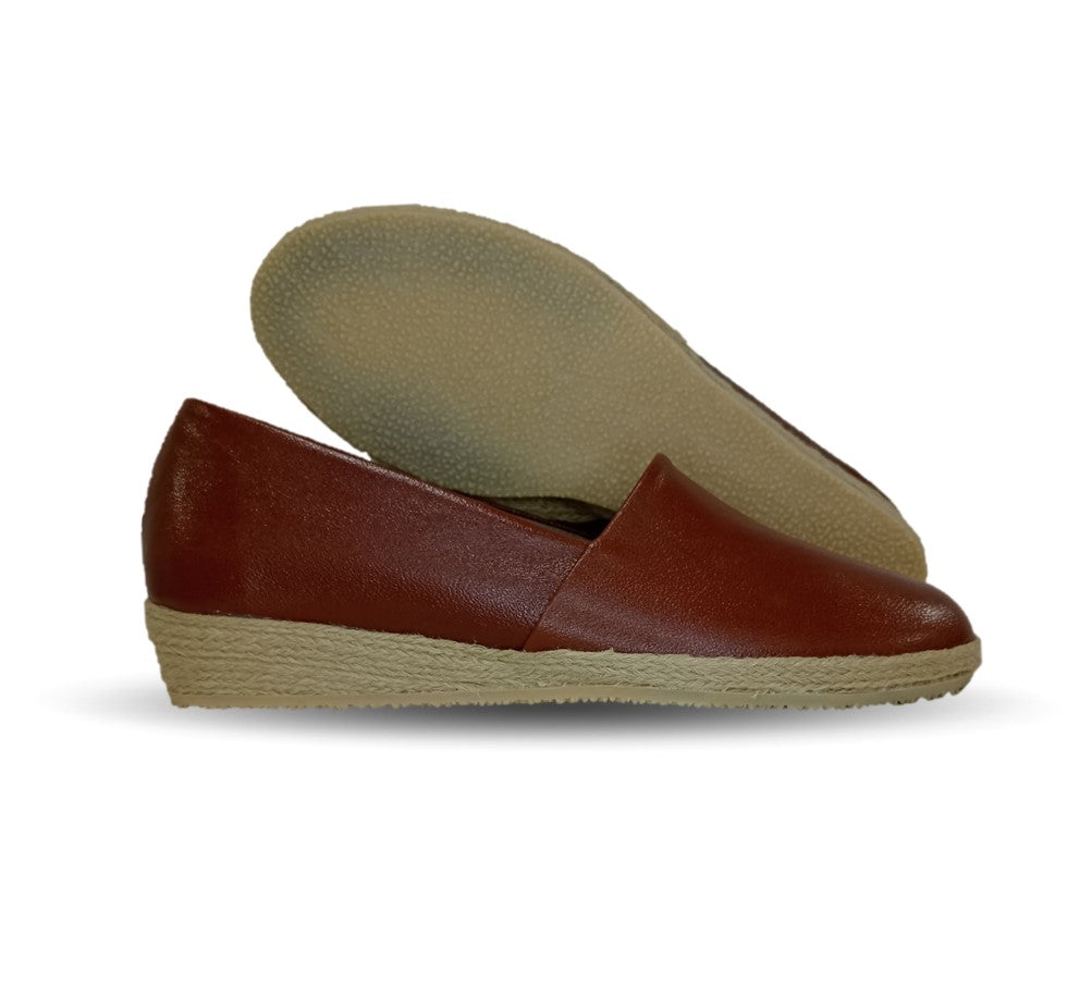 Zapato Casual de piel de cabra con yute natural Lady Christian 333 Avellana para mujer