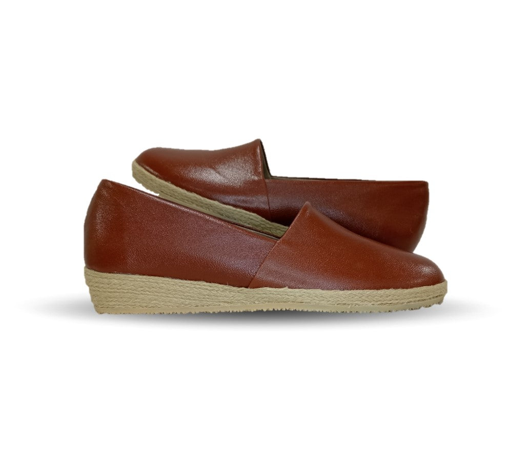 Zapato Casual de piel de cabra con yute natural Lady Christian 333 Avellana para mujer