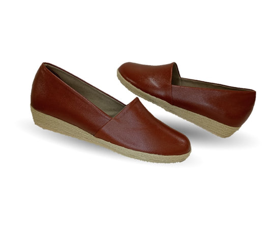 Zapato Casual de piel de cabra con yute natural Lady Christian 333 Avellana para mujer