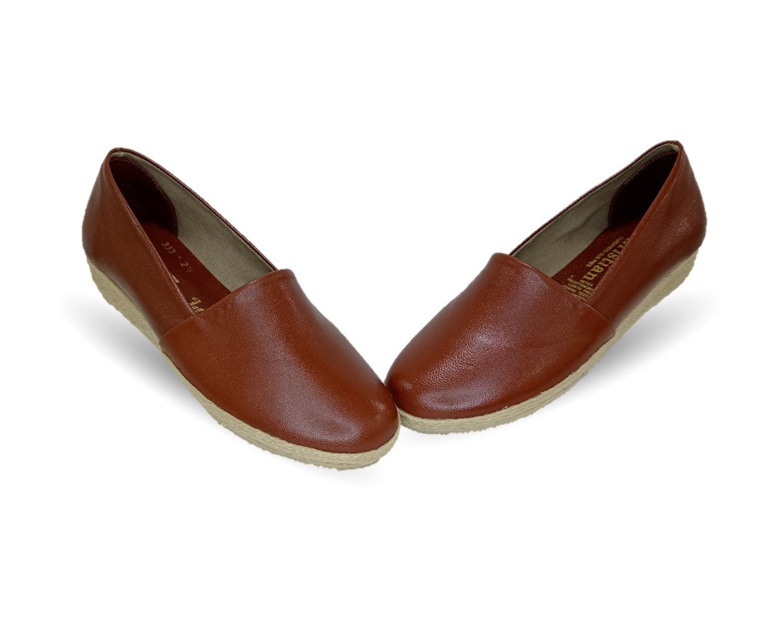 Zapato Casual de piel de cabra con yute natural Lady Christian 333 Avellana para mujer