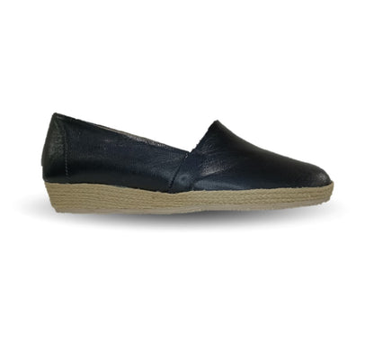 Zapato Casual de piel de cabra con yute natural Lady Christian 333 Negro para mujer