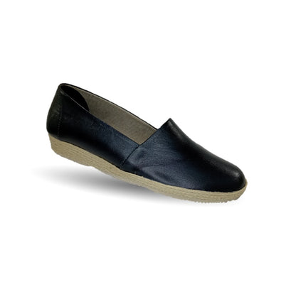 Zapato Casual de piel de cabra con yute natural Lady Christian 333 Negro para mujer