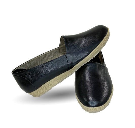 Zapato Casual de piel de cabra con yute natural Lady Christian 333 Negro para mujer