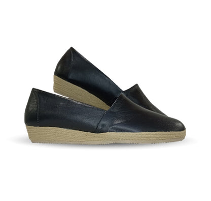 Zapato Casual de piel de cabra con yute natural Lady Christian 333 Negro para mujer