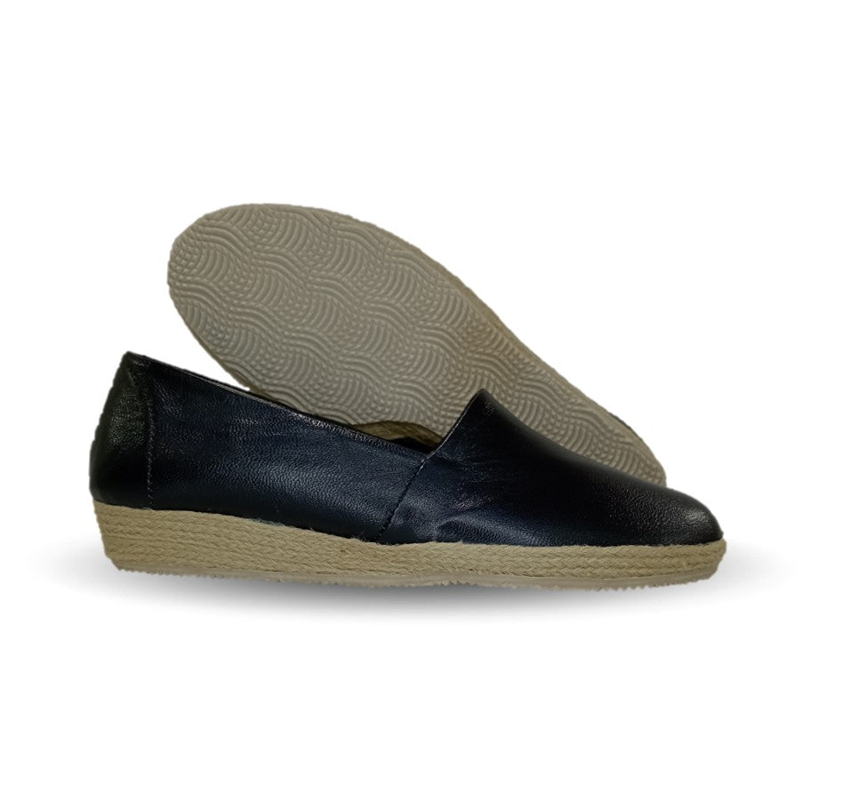 Zapato Casual de piel de cabra con yute natural Lady Christian 333 Negro para mujer