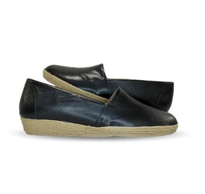 Zapato Casual de piel de cabra con yute natural Lady Christian 333 Negro para mujer