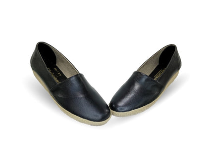 Zapato Casual de piel de cabra con yute natural Lady Christian 333 Negro para mujer
