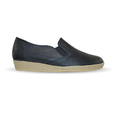 Zapato Casual de piel de cabra con yute natural Lady Christian 334 Negro para mujer
