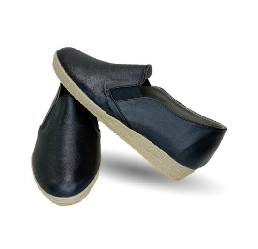 Zapato Casual de piel de cabra con yute natural Lady Christian 334 Negro para mujer