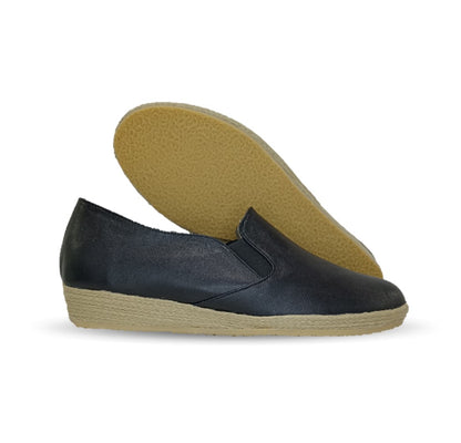 Zapato Casual de piel de cabra con yute natural Lady Christian 334 Negro para mujer