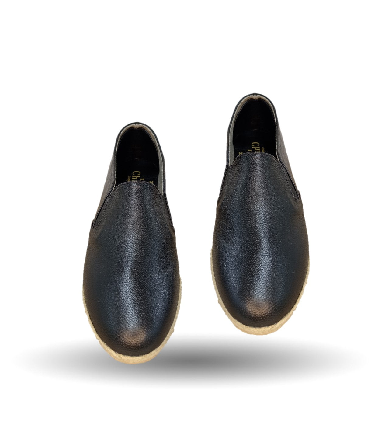 Zapato Casual de piel de cabra con yute natural Lady Christian 334 Negro para mujer
