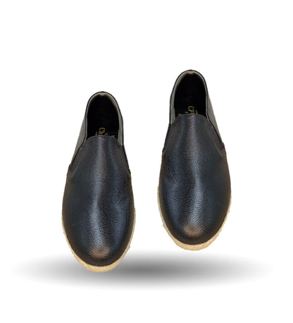Zapato Casual de piel de cabra con yute natural Lady Christian 334 Negro para mujer