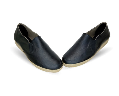Zapato Casual de piel de cabra con yute natural Lady Christian 334 Negro para mujer