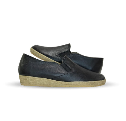Zapato Casual de piel de cabra con yute natural Lady Christian 334 Negro para mujer