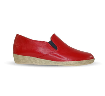 Zapato Casual de piel de cabra con yute natural Lady Christian 334 Rojo para mujer