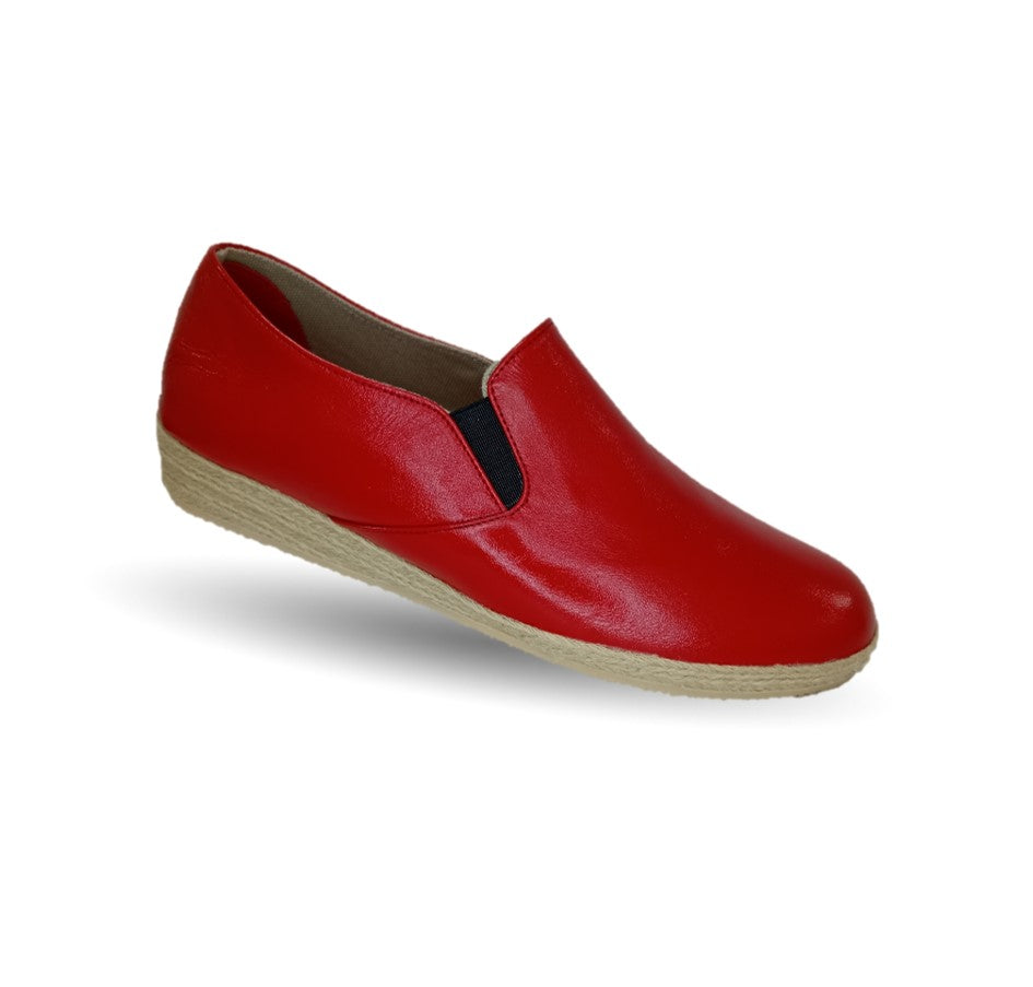 Zapato Casual de piel de cabra con yute natural Lady Christian 334 Rojo para mujer