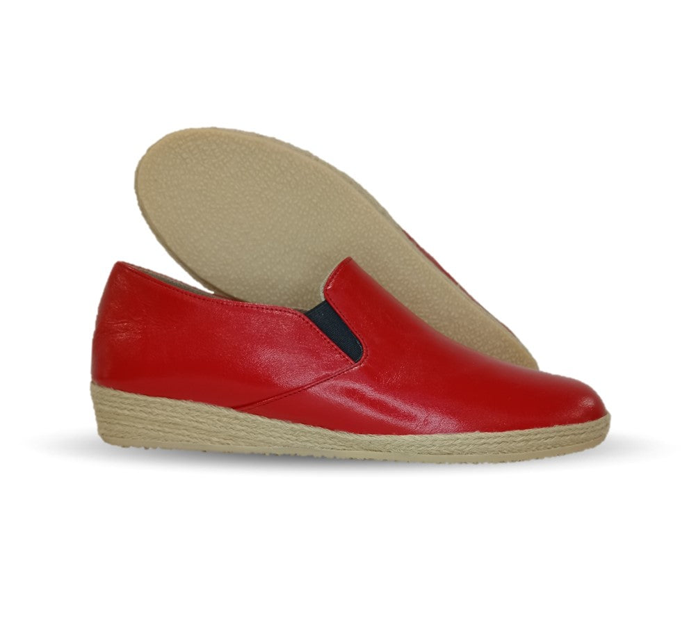 Zapato Casual de piel de cabra con yute natural Lady Christian 334 Rojo para mujer