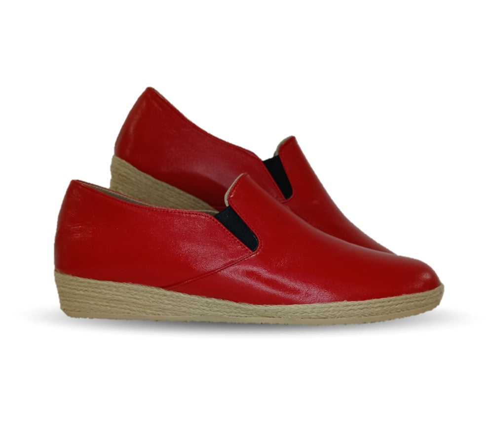 Zapato Casual de piel de cabra con yute natural Lady Christian 334 Rojo para mujer
