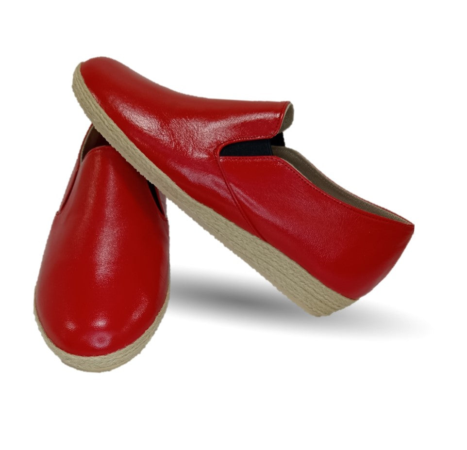 Zapato Casual de piel de cabra con yute natural Lady Christian 334 Rojo para mujer