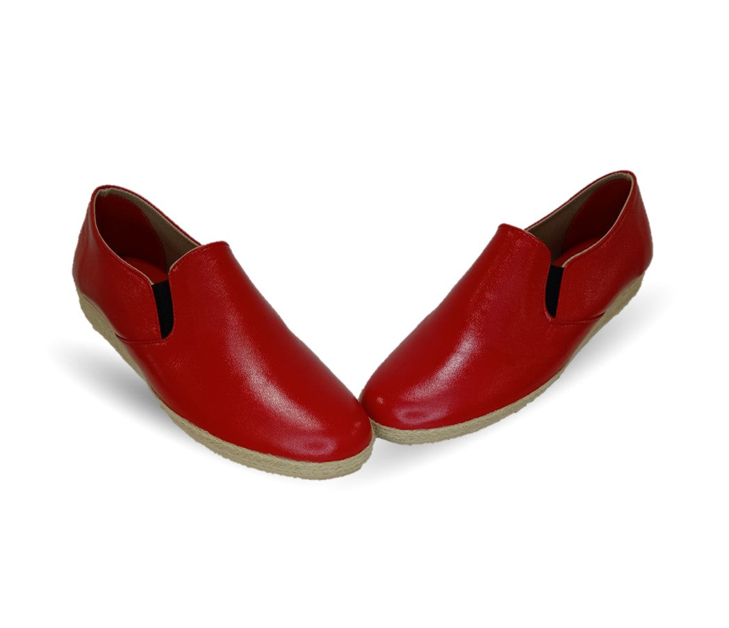 Zapato Casual de piel de cabra con yute natural Lady Christian 334 Rojo para mujer