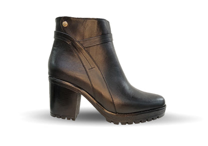 Botín de Vestir y Casual de moda de piel con tacón mediano Lady Christian 610 Negro para mujer