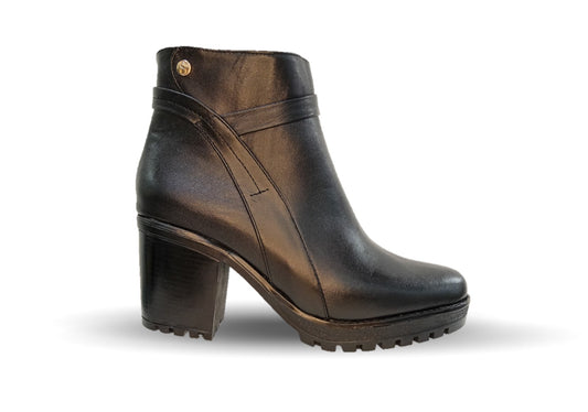 Botín de Vestir y Casual de moda de piel con tacón mediano Lady Christian 610 Negro para mujer