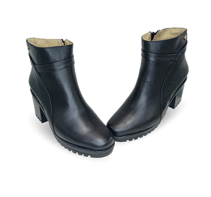 Botín de Vestir y Casual de moda de piel con tacón mediano Lady Christian 610 Negro para mujer