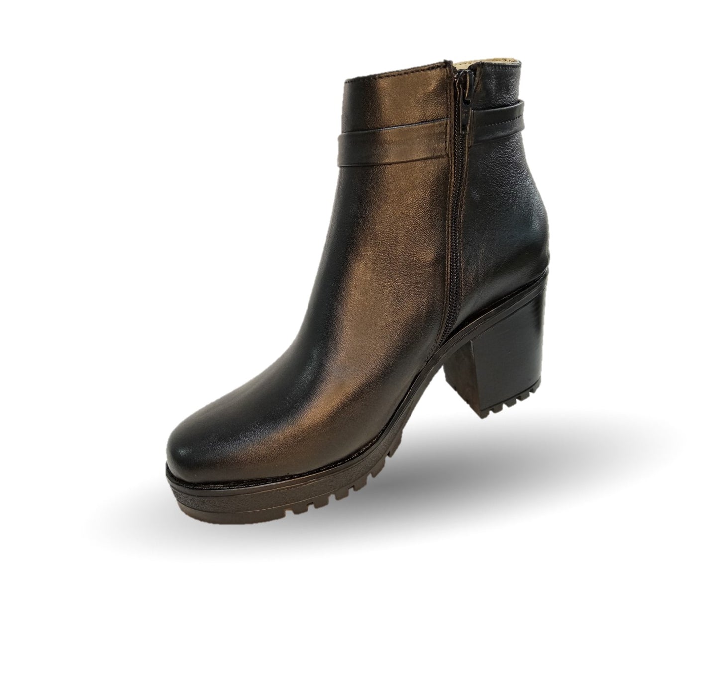 Botín de Vestir y Casual de moda de piel con tacón mediano Lady Christian 610 Negro para mujer