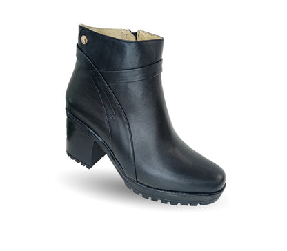 Botín de Vestir y Casual de moda de piel con tacón mediano Lady Christian 610 Negro para mujer