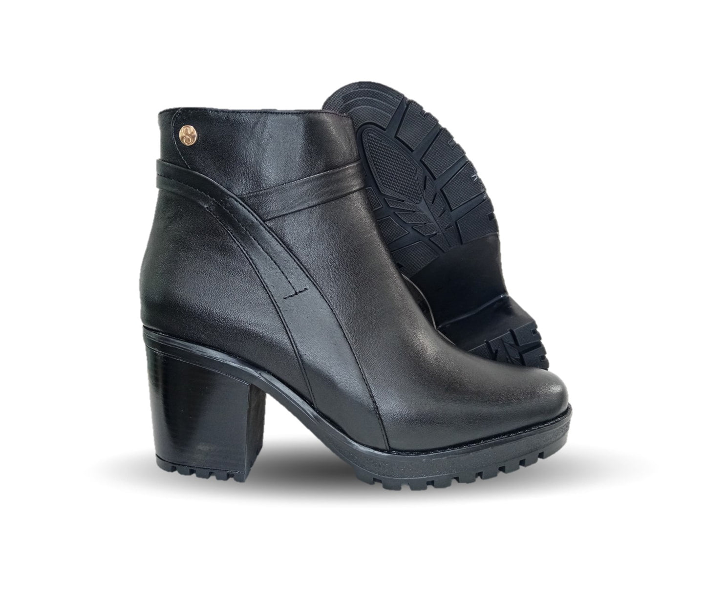 Botín de Vestir y Casual de moda de piel con tacón mediano Lady Christian 610 Negro para mujer