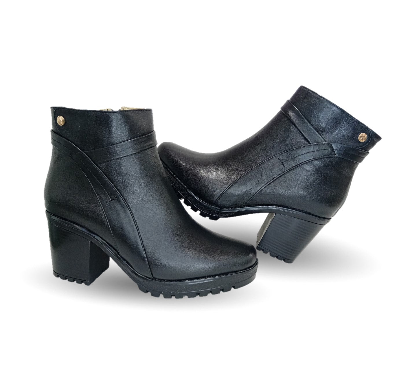 Botín de Vestir y Casual de moda de piel con tacón mediano Lady Christian 610 Negro para mujer