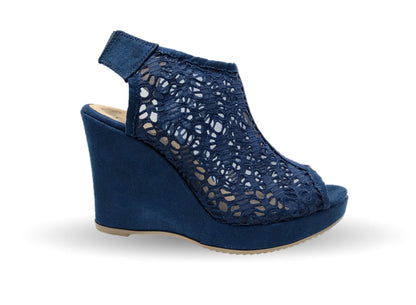 Sandalia Casual de moda con tacón alto Lady Christian 701 Azul Marino para mujer