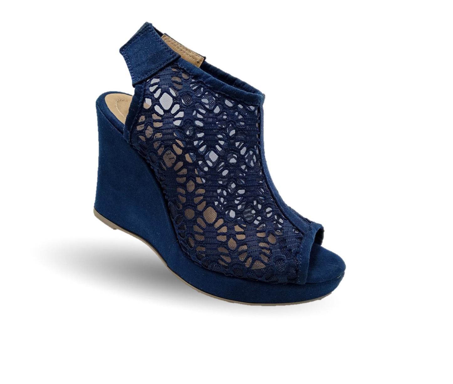 Sandalia Casual de moda con tacón alto Lady Christian 701 Azul Marino para mujer