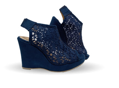 Sandalia Casual de moda con tacón alto Lady Christian 701 Azul Marino para mujer