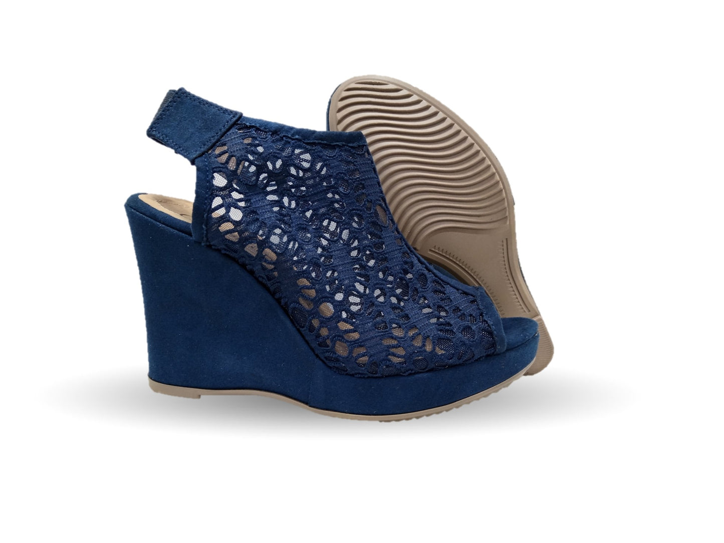 Sandalia Casual de moda con tacón alto Lady Christian 701 Azul Marino para mujer