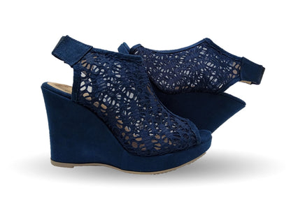 Sandalia Casual de moda con tacón alto Lady Christian 701 Azul Marino para mujer