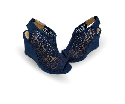 Sandalia Casual de moda con tacón alto Lady Christian 701 Azul Marino para mujer