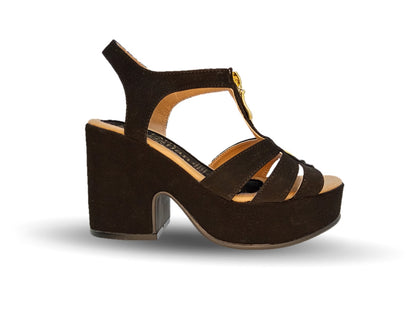 Sandalia Casual de moda con tacón alto Lady Christian 702 Ante Negro para mujer