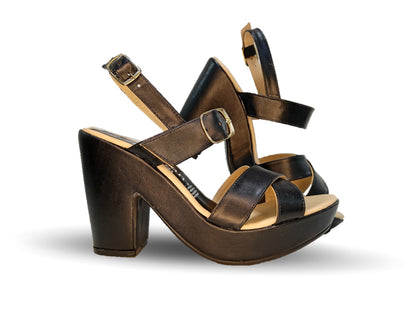 Sandalia Casual de moda con tacón alto Lady Christian 705 Negro para mujer