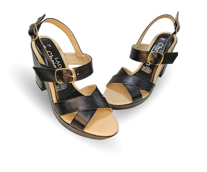 Sandalia Casual de moda con tacón alto Lady Christian 705 Negro para mujer