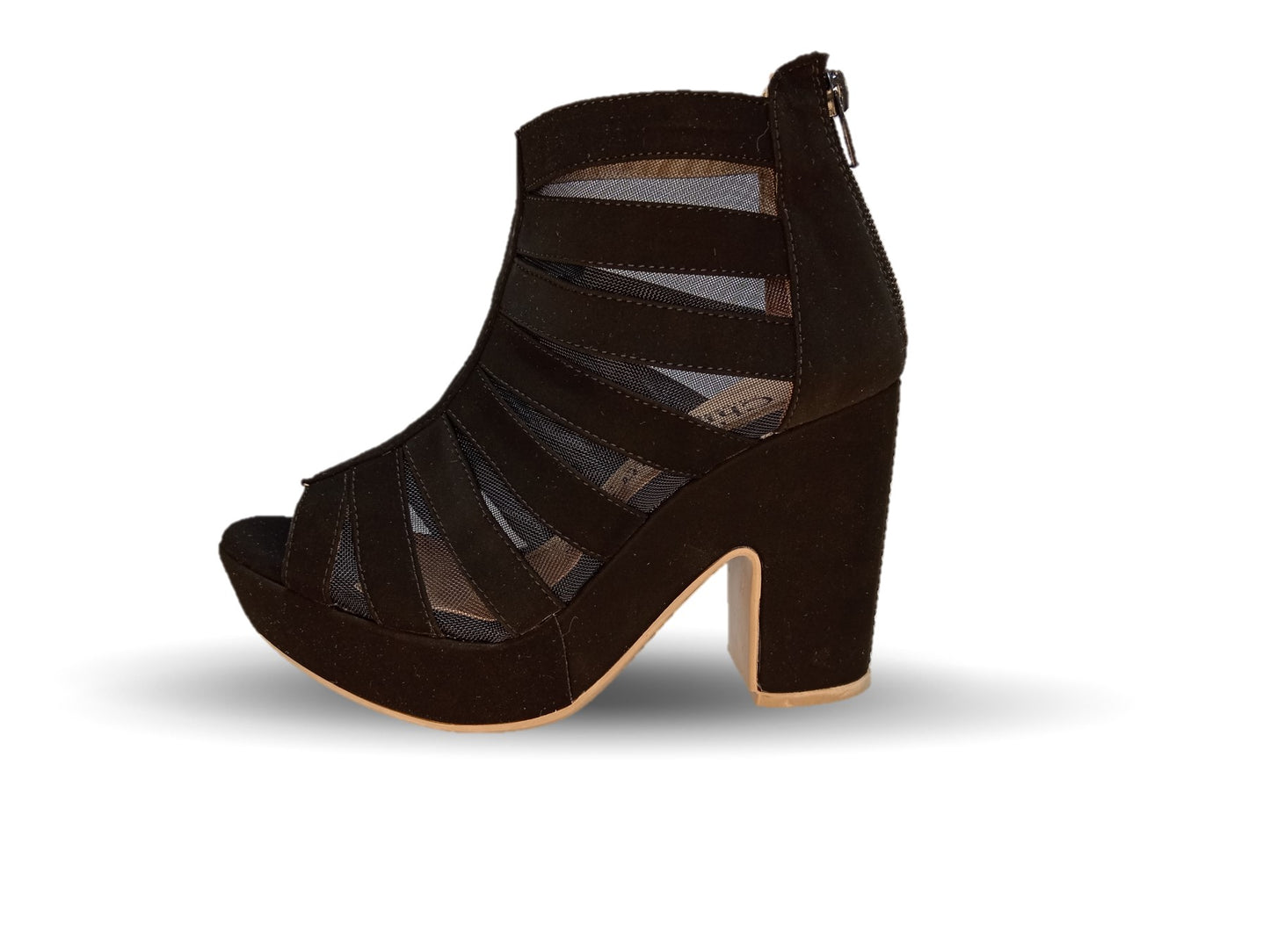 Sandalia Casual de moda con tacón alto Lady Christian 840 Ante Negro para mujer