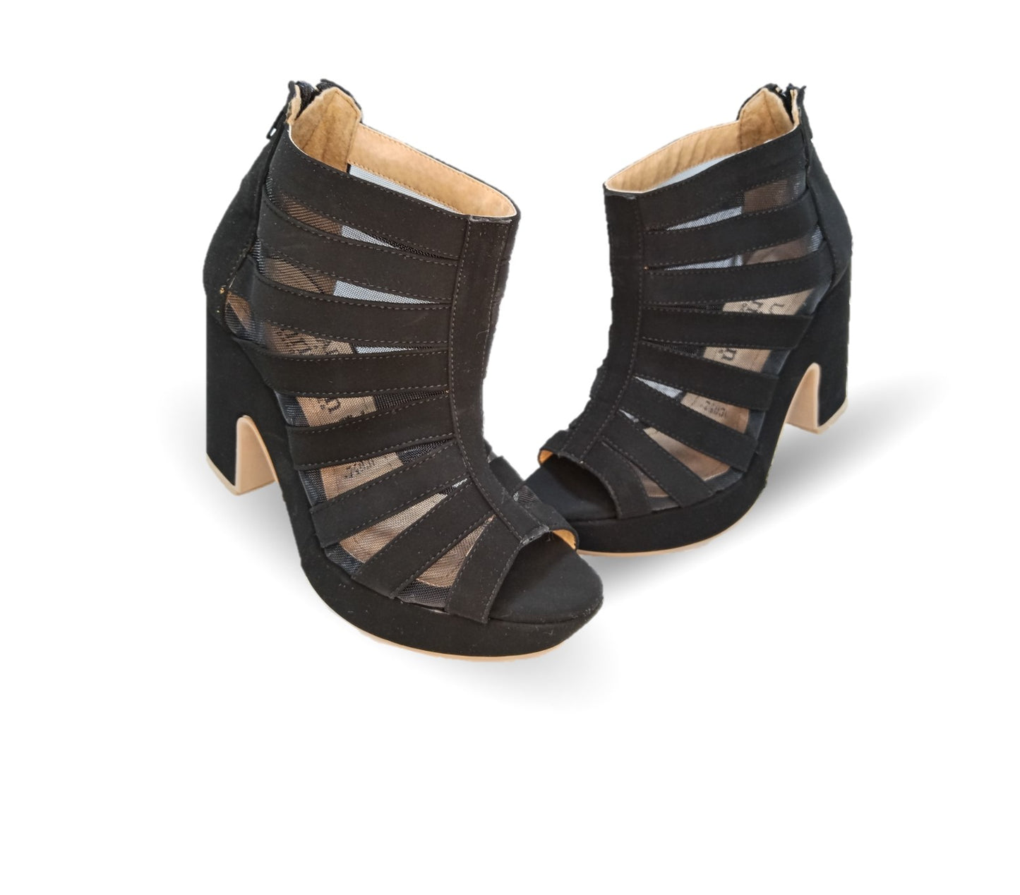 Sandalia Casual de moda con tacón alto Lady Christian 840 Ante Negro para mujer