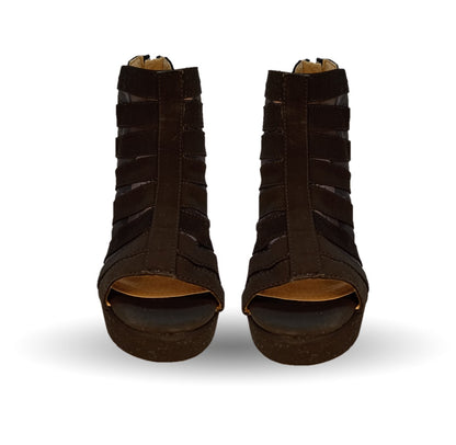 Sandalia Casual de moda con tacón alto Lady Christian 840 Ante Negro para mujer