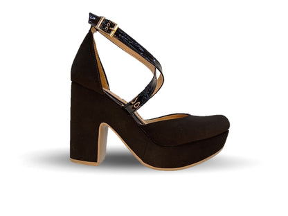 Sandalia Casual de moda con tacón alto Lady Christian 885 Ante Negro para mujer