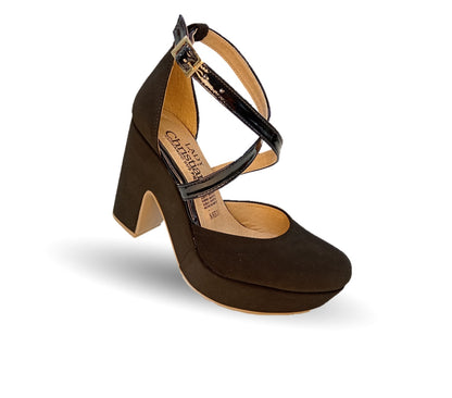 Sandalia Casual de moda con tacón alto Lady Christian 885 Ante Negro para mujer