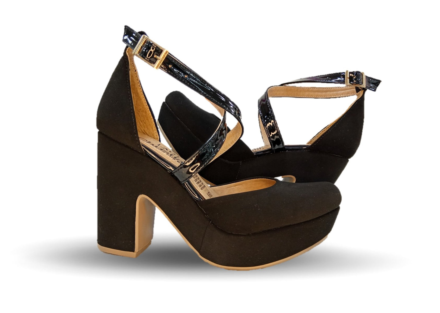 Sandalia Casual de moda con tacón alto Lady Christian 885 Ante Negro para mujer