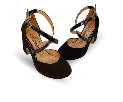 Sandalia Casual de moda con tacón alto Lady Christian 885 Ante Negro para mujer